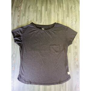 Vuori Lux Performance Tee Women’s Gray Pocket Gym Yoga Shirt Size XS